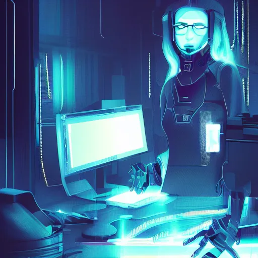 Image similar to cyber security engineer, lighting, sharp focus, in cyberpunk aesthetic, digital painting