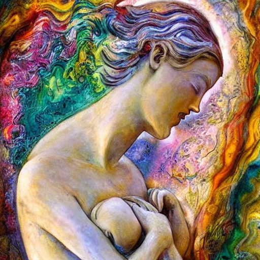 Prompt: marble sculpture abstract figurative art, lovers of spring, josephine wall, dreamy, muted, pastel colors