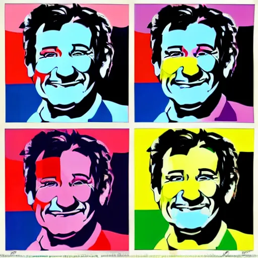 Prompt: rainbow robin williams. pop art