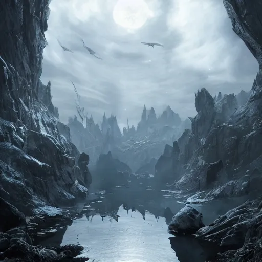 Prompt: hyperrealistic mixed media image of skyrim by ridley scott, stunning 3 d render inspired art by greg rutkowski and xiang duan and thomas eakes, perfect symmetry, flesh texture, realistic, highly detailed attributes and atmosphere, dim volumetric cinematic lighting, 8 k octane detailed render, post - processing, masterpiece,