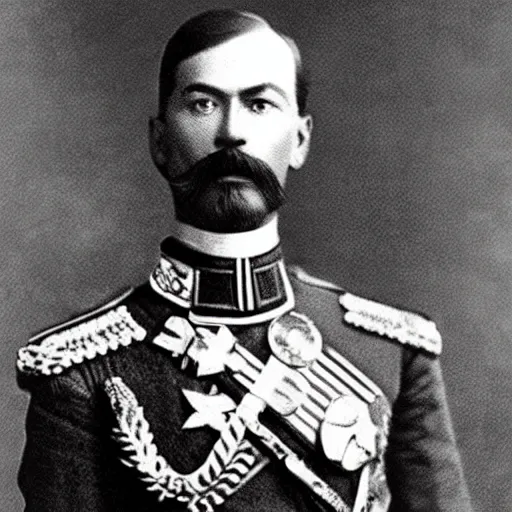 Image similar to tsar nicholas ii as iron man, historical photograph