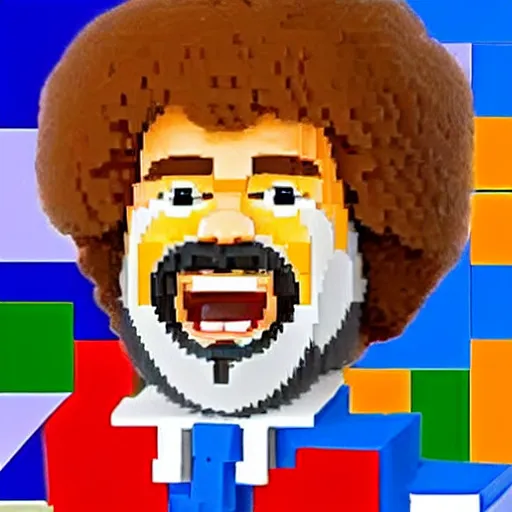 Prompt: bob ross screaming and stepping on legos