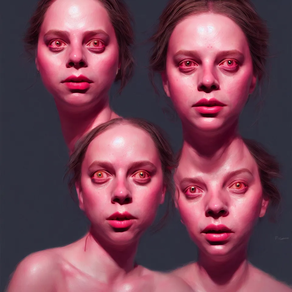 Prompt: bright realistic todd solondz turning into a woman, diffuse lighting, fantasy, intricate, elegant, highly detailed, lifelike, photorealistic, digital painting, artstation, illustration, concept art, smooth, sharp focus, art by francis bacon