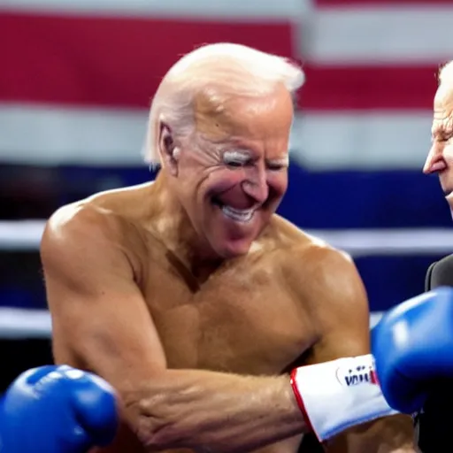Image similar to live photograph footage of donald trump having a boxing match against joe biden