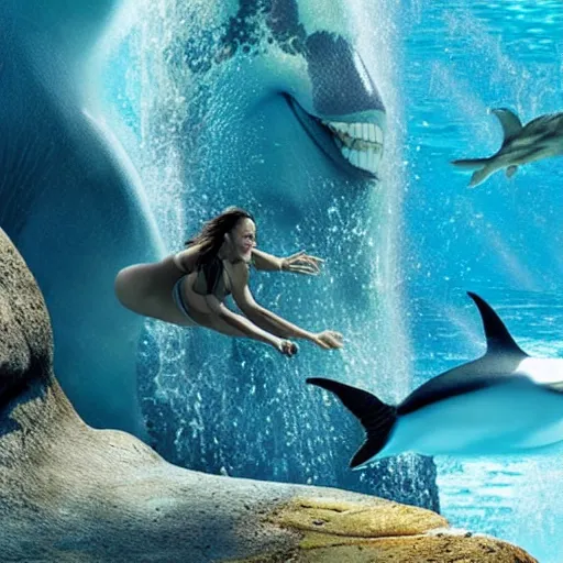 Image similar to Dwayne Johnson in Seaworld 4K quality super realistic