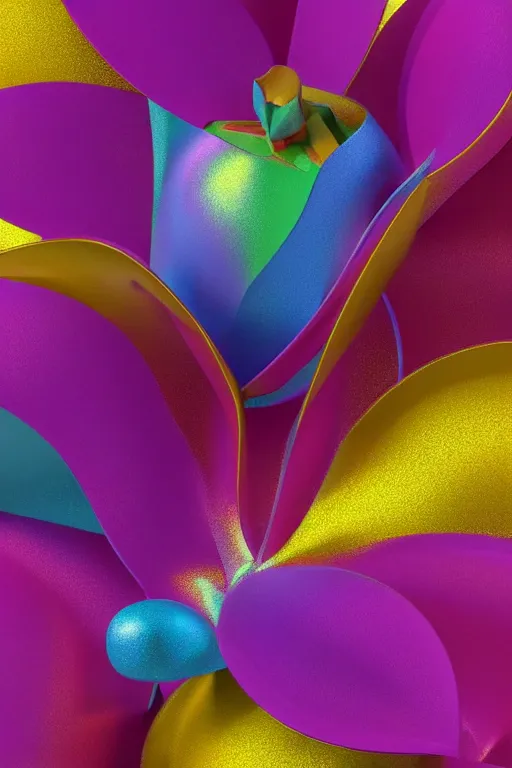 Image similar to a colorful, metallic orchid, ( ( ( ( jonathan zawada ) ) ) ) a computer rendering by agnes lawrence pelton, featured on polycount, computer art, rendered in cinema 4 d, octane render, rendered in maya