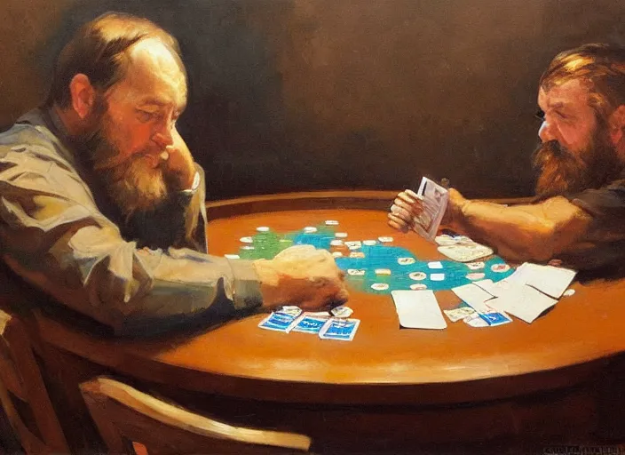 Image similar to a highly detailed beautiful portrait of a grizzly playing poker, by gregory manchess, james gurney, james jean