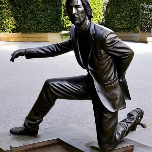 Image similar to bronze statue of keanu reeves