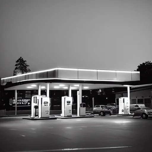 Prompt: “gas station at night”