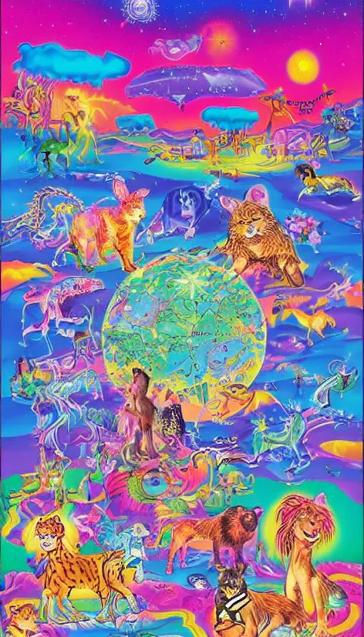 Prompt: the end of the world, by lisa frank,