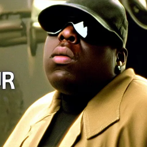 Image similar to biggie smalls in the matrix, trailer, movie clip