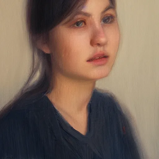 Image similar to a portrait, oil painting, pale colors, high detail, 8 k, wide angle, trending on artstation,