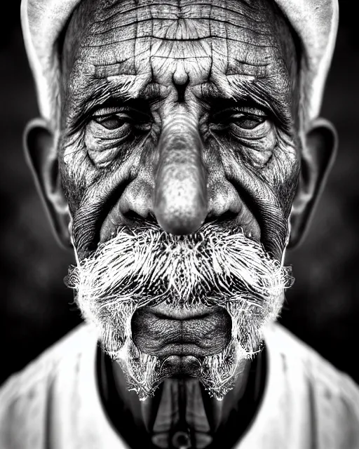 Image similar to symmetry stunning portrait of grilled old man by victo n