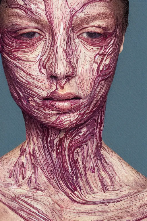 Prompt: portrait of a woman with reaction diffusion skin, high detail