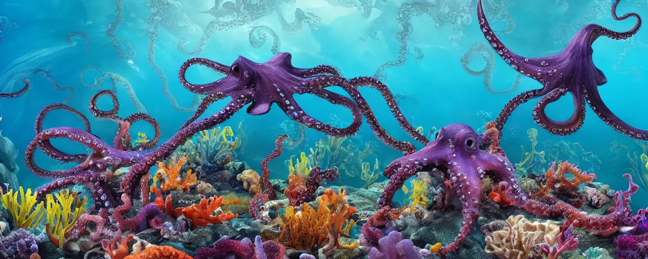 Prompt: Under the sea In an octopus' garden In the shade, 4K HDR.