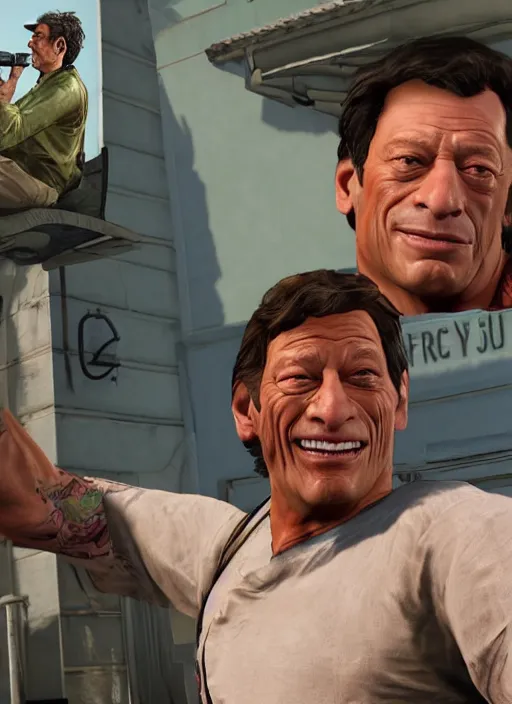 Image similar to jim varney as gta 5 cover art, no - text no - logo