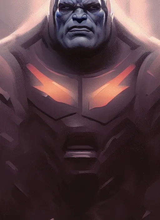 Image similar to very detailed masterpiece painting of darkseid from dc comics, portrait, artstation, concept art by greg rutkowski