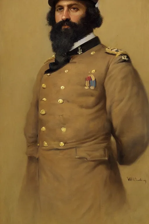 Image similar to full body portrait of the dictator of the memphis grizzlies, 1 8 8 9, in full military garb, oil on canvas by william sidney mount, trending on artstation