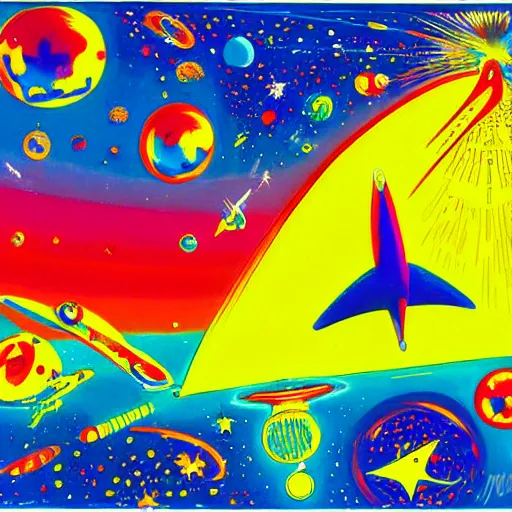 Prompt: the hero of outer space, peter max, colorful, highly detailed, highly realistic