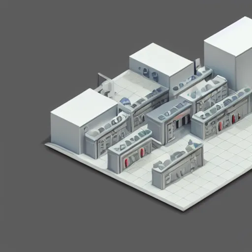 Prompt: isometric 3 d render of a laboratory