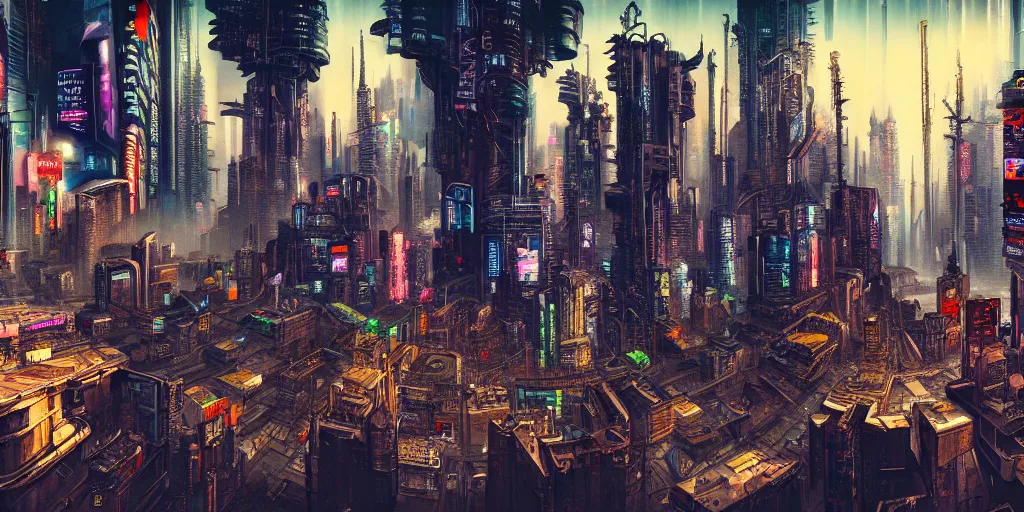 Prompt: cyberpunk city, highly detailed, painting by otto dix, 8 k