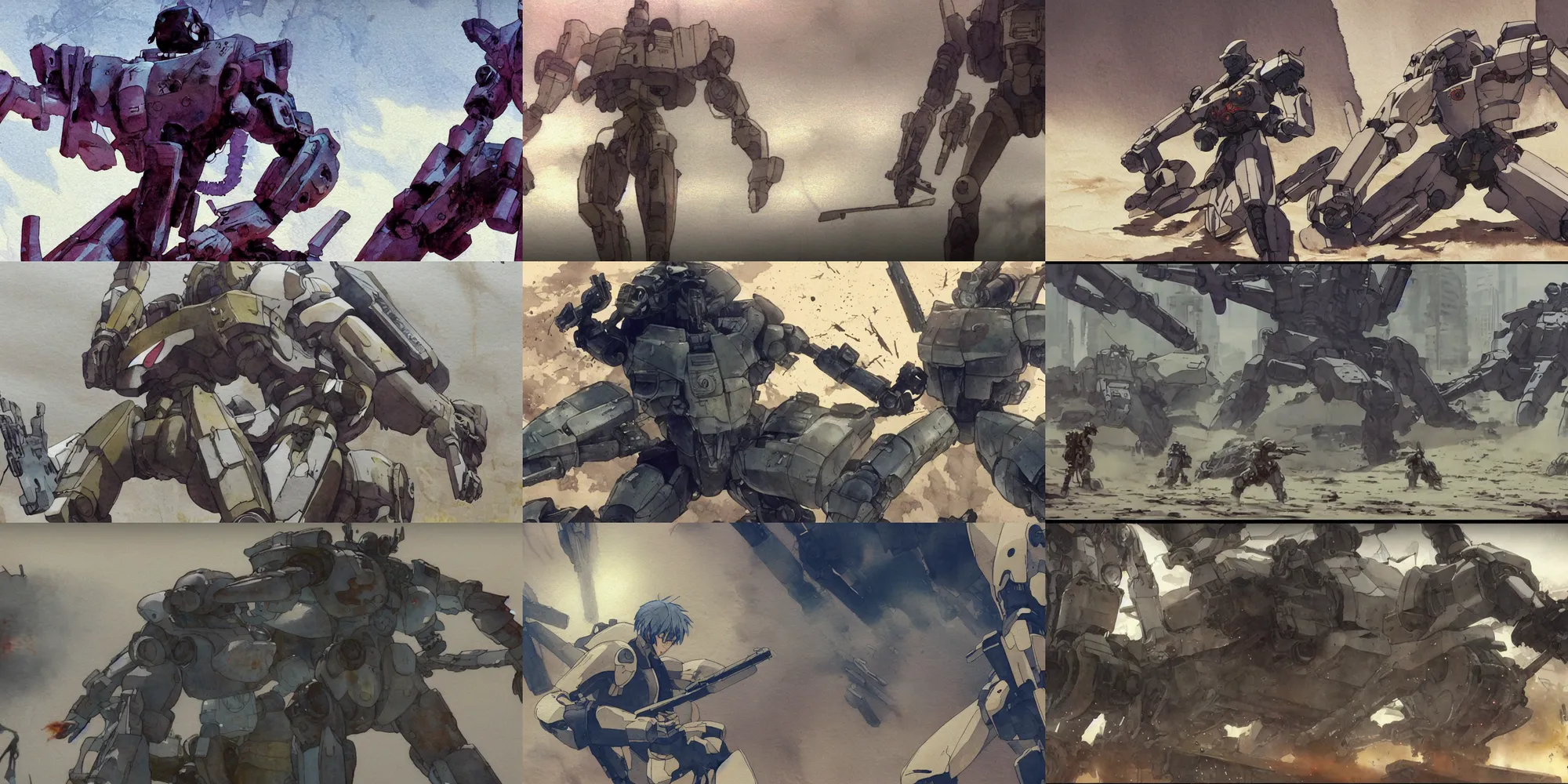 Prompt: incredible screenshot, simple watercolor, masamune shirow ghost in the shell movie scene close up broken Kusanagi tank battle, uncovering a rusting Yoji Shinkawa mech design poking out of sand dunes, giant robot hand, cracks, brown mud, dust, impossible geometry, falling apart, take cover, bullet holes,last man standing, memorable scene, raging forest fire, red, blue, orange, cool hair, melting, danger, sniper, death, chaos, bodies on the ground, heavy rain, pipe jungle, reflections, refraction, bounce light, phil hale, rim light, bokeh ,hd, 4k, remaster, dynamic camera angle, deep 3 point perspective, fish eye, dynamic scene