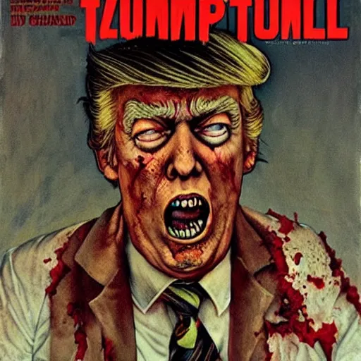 Prompt: zombie donald trump by norman rockwell