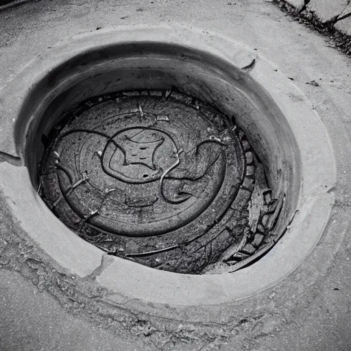 Prompt: ouroboros inside of a sewer