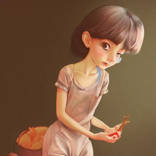 Image similar to little bunny anthropomorphic girl in pajama. digital artwork made by ilya kuvshinov, inspired by zootopia and balthus, highly detailed, realistic,