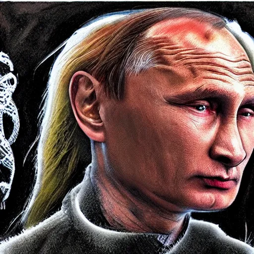 Image similar to vladimir putin became bloody ugly worm abomination, photo - realistic, color image, 2 k, highly detailed, bodyhorror, occult art