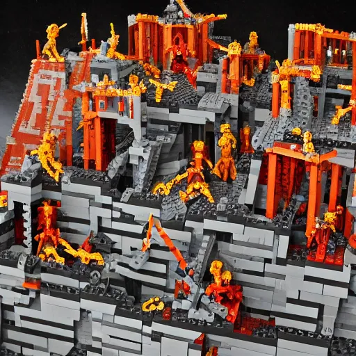 Prompt: dantes inferno in lego