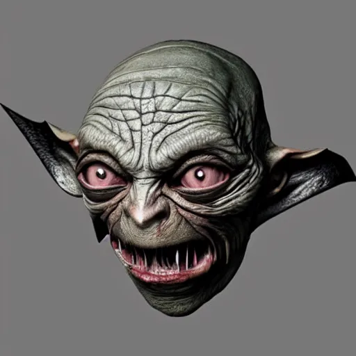 Image similar to Gollum in killer mask, with knife