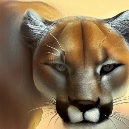 Prompt: stunning concept art of a menacing cougar