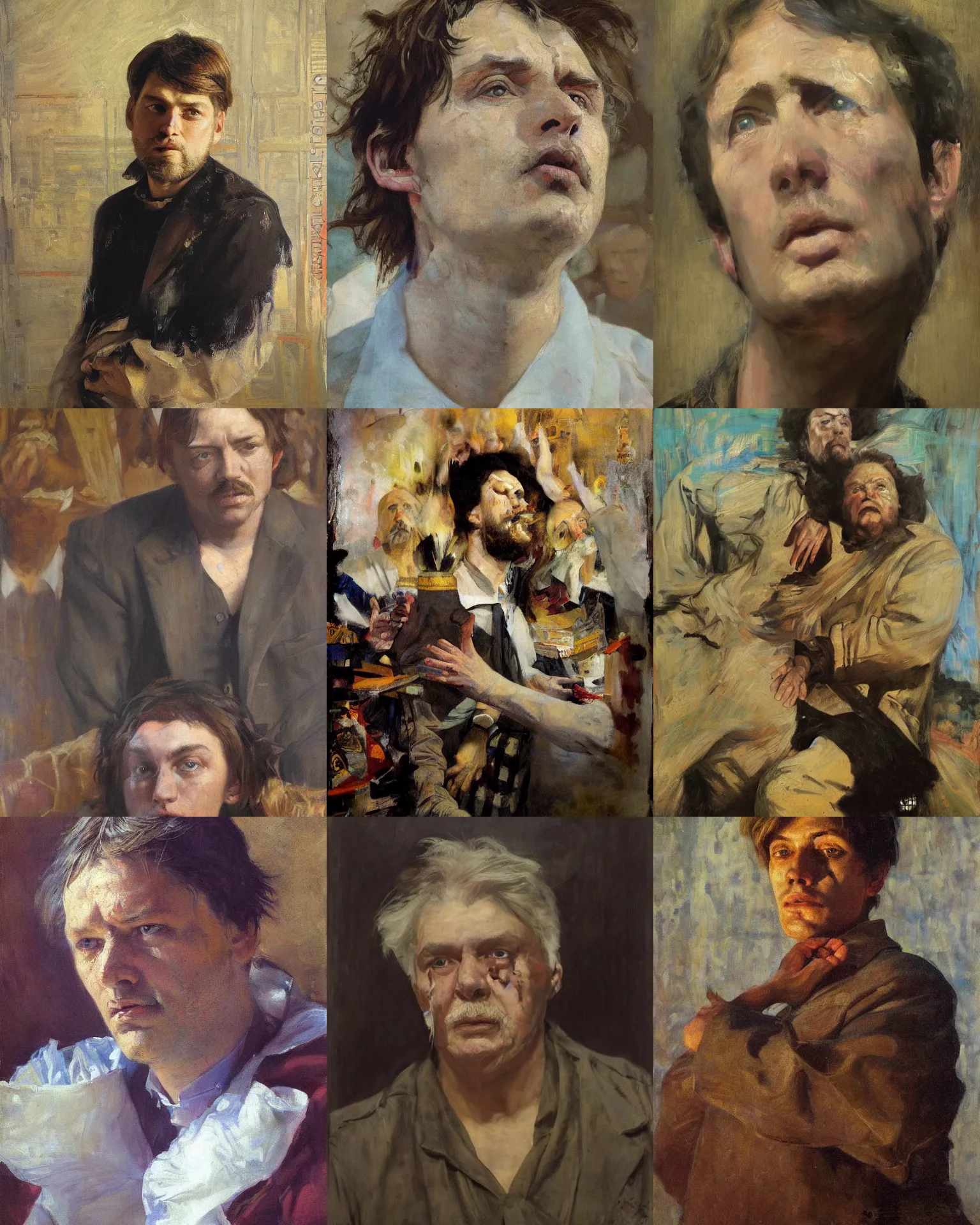 Prompt: portrait by nikolay feshin and valentin serov and ilya repin and mikhail vrubel, oil on canvas. Cinematic, hyper realism, dramatic lighting, high detail