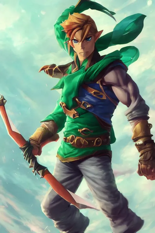 Link striking a menacing Jojo pose , made by Stanley, Stable Diffusion