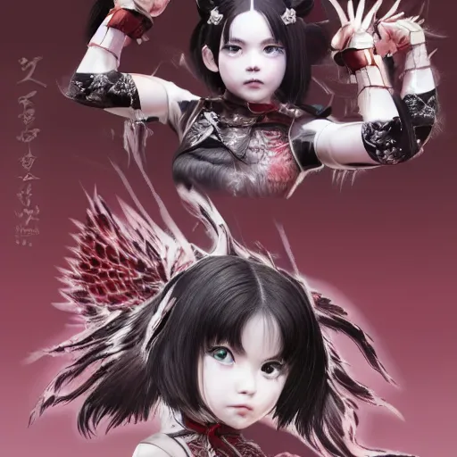 Image similar to Tekken character sheet of Yui Mizuno from Babymetal, intricate, elegant, highly detailed, digital painting, artstation, character concept art, smooth, sharp focus, illustration, art by artgerm + masamune shirow + greg rutkowski