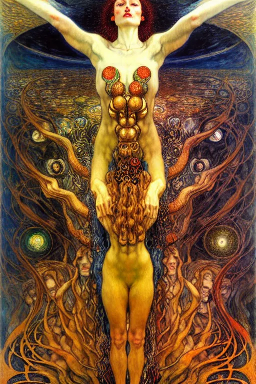 Image similar to Divine Chaos Engine by Karol Bak, Jean Delville, William Blake, Gustav Klimt, and Vincent Van Gogh, symbolist, visionary