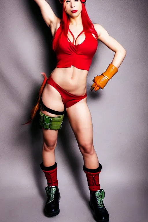 Image similar to cosplaying as cammy from street fighter, promo shoot, studio lighting, professional, trending on instagram