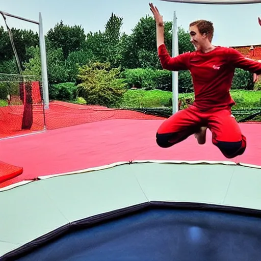 Prompt: “Spartans jumping on trampoline red greece ”