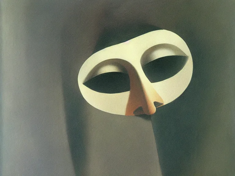 Image similar to mask, painting by rene magritte, high detail, high resolution