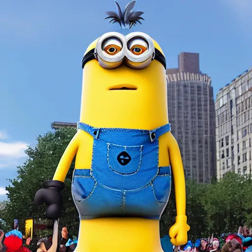 Prompt: minion macys parade float realstic photo