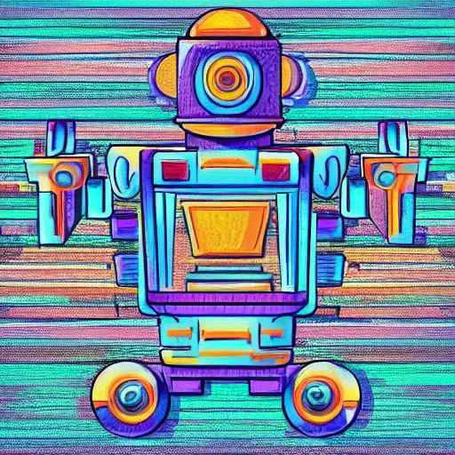 Prompt: optical illusion of robot 🏰, full colors hd