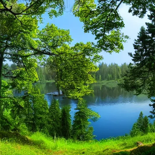 Image similar to a beautiful forest lake