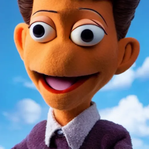 Image similar to jimmy neutron as a muppet. highly detailed felt. hyper real photo. 4 k.