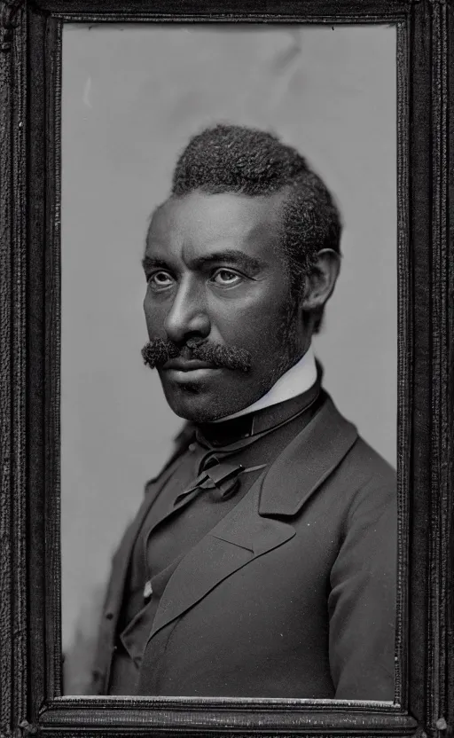 Image similar to portrait of a black victorian politician, male, victorian, detailed face, highly detailed, cinematic lighting, photograph by elliott & fry