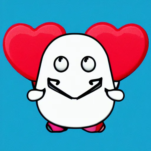 Prompt: a cute blobby character holding a heart, emoticon