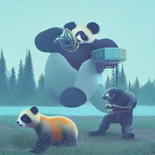 Prompt: “the existence of pandas by Simon Stalenhag, trending on artstation, 8k, octane rendered, highly detailed”