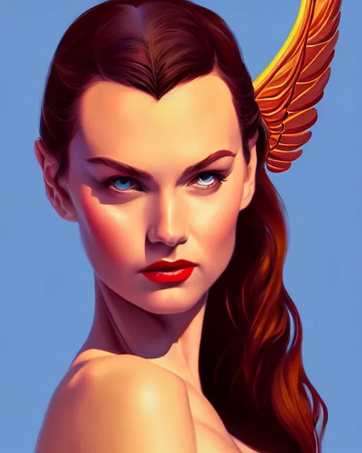 Prompt: portrait of a powerful pretty woman with wings, digital painting, artstation, concept art, smooth, sharp focus, illustration, disney, symmetry face, fine details. art by alex ross, brittney lee