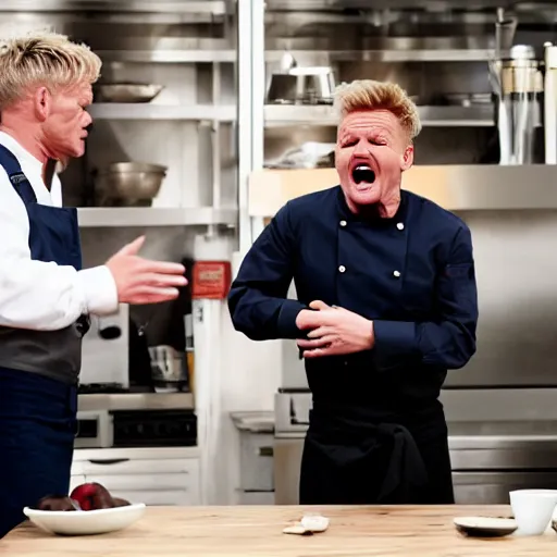 Prompt: gordon ramsay shouting at walter white, 4 k image