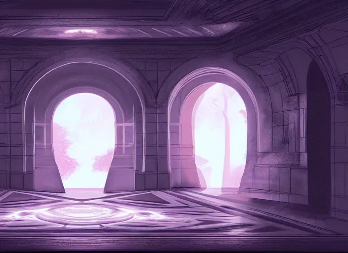 Prompt: entrance to ethereal realm, digital painting, unreal engine, realistic illustration, central composition, symmetrical composition